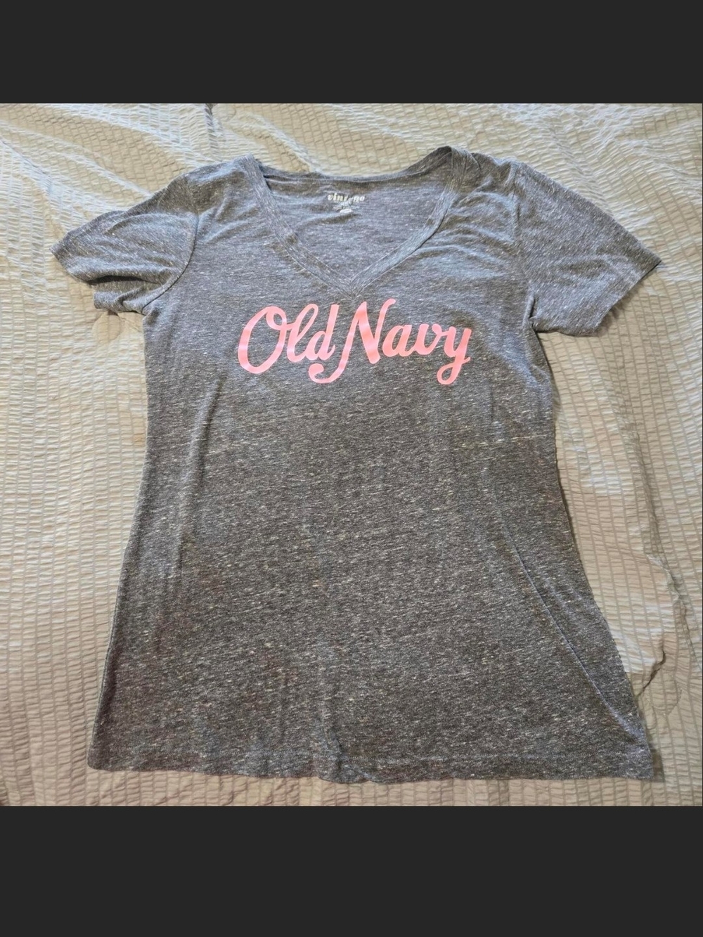 Vintage Old Navy Gray Short Sleeve Tee with Pink Logo